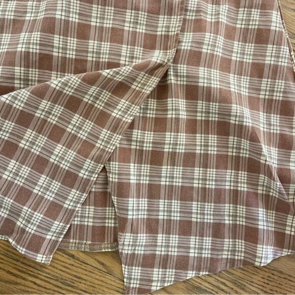 PrettyLittleThing Cream and Brown Checkered Mini Dress Women’s Size 4 - Picture 8 of 10